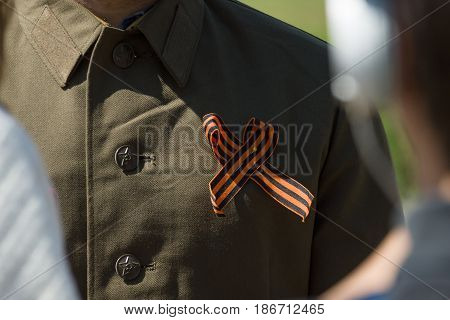 St. George Ribbon on Russian military shirt-tunic.