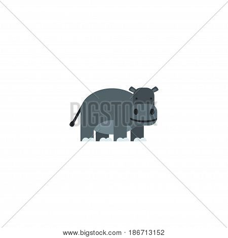 Flat Hippo Element. Vector Illustration Of Flat Hippopotamus Isolated On Clean Background. Can Be Used As Hippopotamus, Hippo And Behemoth Symbols.