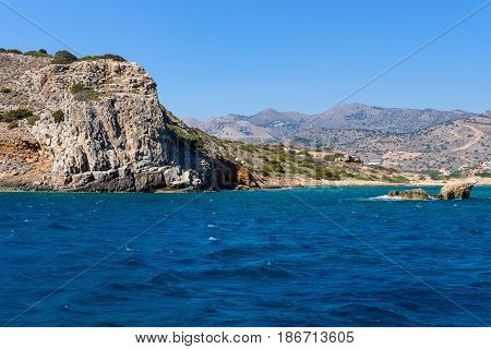 Mediterranean Sea. Crete. Greece. The cliffs of the peninsula of Kalydon.