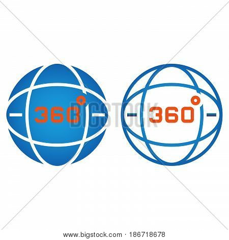 360 Degrees View Line Icon, Globe Outline And Solid Vector Sign, Linear And Full Pictogram Isolated