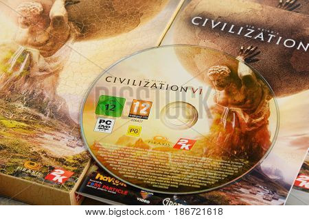 POZNAN POLAND - MAR 8 2017: Sid Meier's Civilization VI is a computer strategy game developed by Firaxis Games and released on October 2016