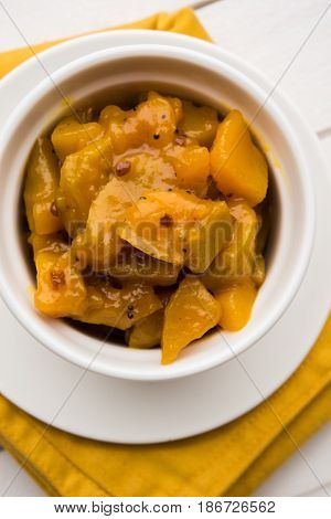 aam ka murabba or methamba in marathi or mango sweet pickle with Fenugreek or methi