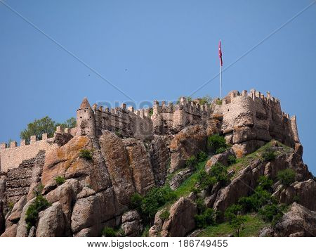 Afyon, Turkey - May 12, 2017: Ancient Castle In Afyon, Turkey