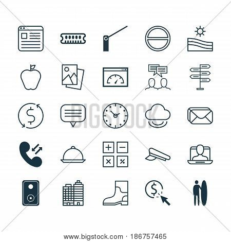 Set Of 25 Universal Editable Icons. Can Be Used For Web, Mobile And App Design. Includes Elements Such As Dynamic Memory, Hotel, Mailbox And More.