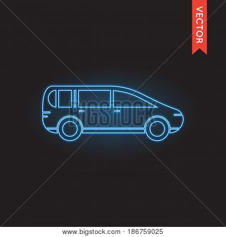 Vector Neon Car Icon in EPS 10