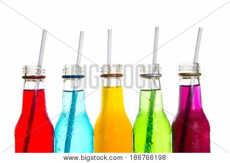 close up the cool colorful soft drink