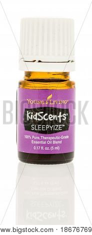 Winneconne WI - 27 March 2017: A bottle of young living oil kid scents sleepyize on an isolated background.