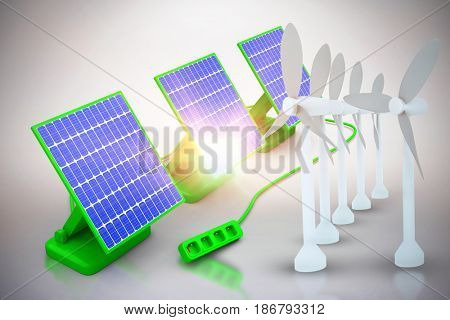 Digital composite of 3d solar panel against graphic background