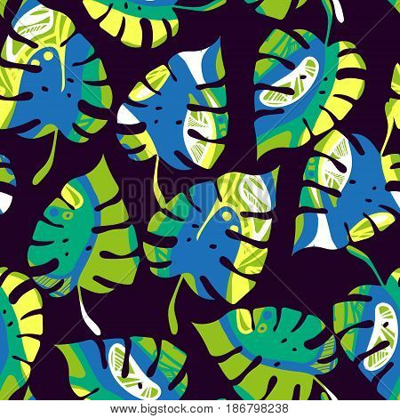 Tropical leaves. Leaves palm tree illustration. Vector.