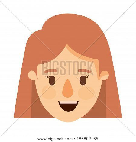 colorful image caricature front view face closeup woman with light brown short hair vector illustration