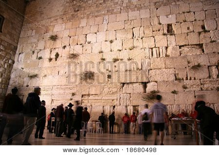 Ağlama duvarı, Kotal (Batı duvarı) gece, Jerusalem, İsrail