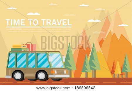 Travel Lifestyle Concept of Planning Summer Vacation Tourism and Journey. Mountains. Travel by car.