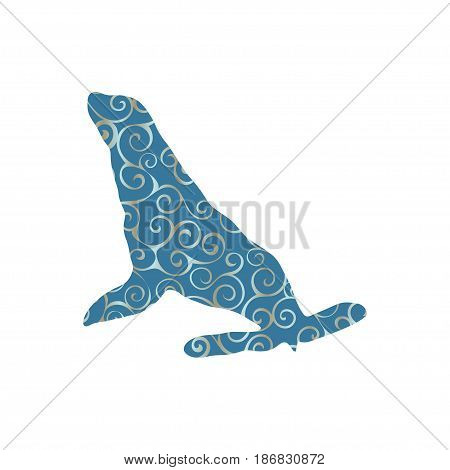 Phoca nautica color silhouette animal. Vector Illustrator.