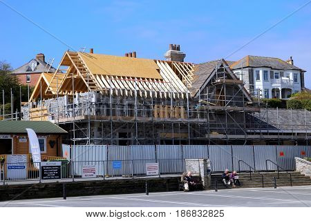 Padstow, Cornwall, Uk - April 6Th 2017: Building Works Taking Place Near The Harbour In The Cornish