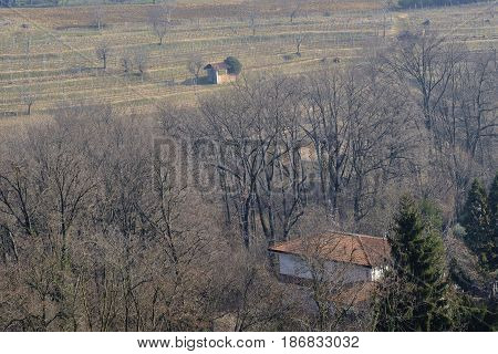 Winter landscape from the road to Montevecchia (Lecco Brianza Lombardy Italy)