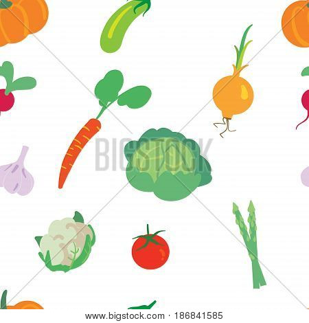 A seamless pattern consisting of different types of vegetable