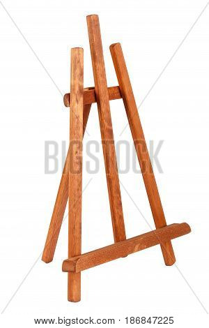 Wooden painter easel isolated on white. academy tripod.