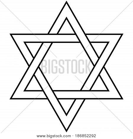 Star of David Icon Vector Illustration Symbol Israel Judaism hexagram two overlapping triangle