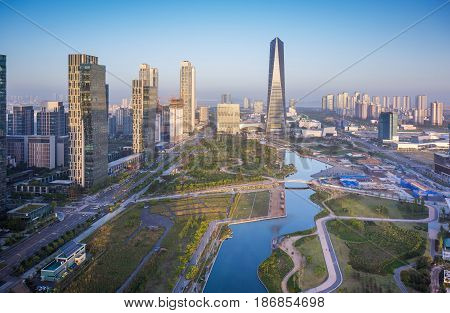 Songdo Central Park In Songdo District, Incheon South Korea.