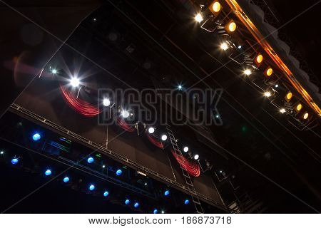 Lighting equipment on stage during a performance
