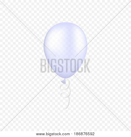 Vector white balloon on a transparent background. 3d realistic happy holidays flying air helium balloon. Party decorations for birthday, wedding design.