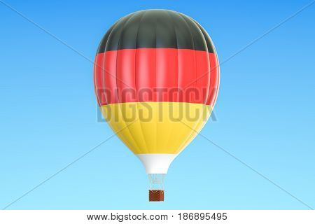 Hot air balloon with Germany flag 3D rendering isolated on white background