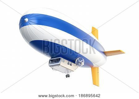 Airship or dirigible balloon 3D rendering isolated on white background