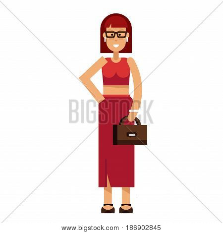 Vector detailed character people, character young women or sudent, woman in casual clothing style. Business women, character creative woman, people lifestyle isolated on white background