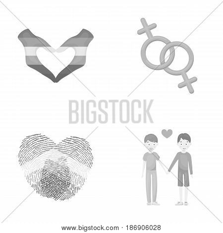 Hands, feminism, fingerprints. Gay set collection icons in monochrome style vector symbol stock illustration .