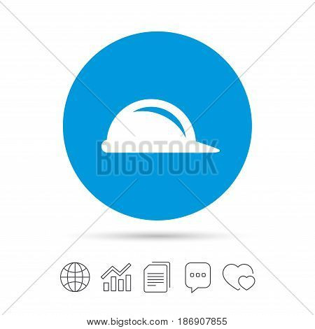 Hard hat sign icon. Construction helmet symbol. Copy files, chat speech bubble and chart web icons. Vector
