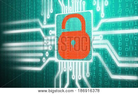 CPU display of computer virus and malware hacked concept