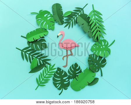 Flamingo Nature Papercraft Leaves Plants
