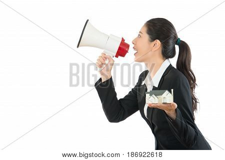 House Company Agent Holding Big Megaphone