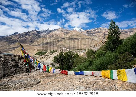 Always find prayer flag around Zanskar Valley, Padum Ladakh Jammu and Kashmir India.