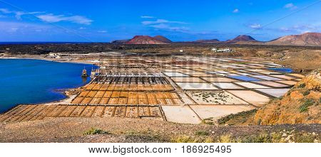 Landmarks of Lanzarote - Salinas de Janubio, main salt production of Canary islands