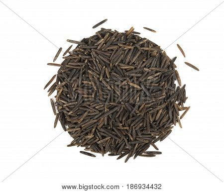 Wild black rice isolated on white background. The view. Close-up