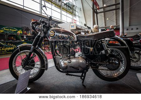 STUTTGART GERMANY - MARCH 03 2017: Motorcycle BSA Gold Star (DBD34) 1960. Europe's greatest classic car exhibition 