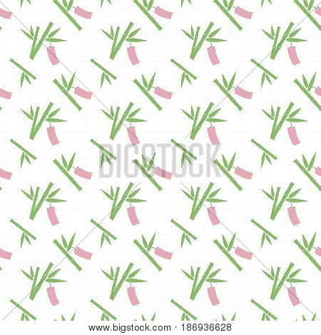 Seamless pattern with bamboo with paper strip Flat design of Tanabata Japanese stars festival symbol swatch inside