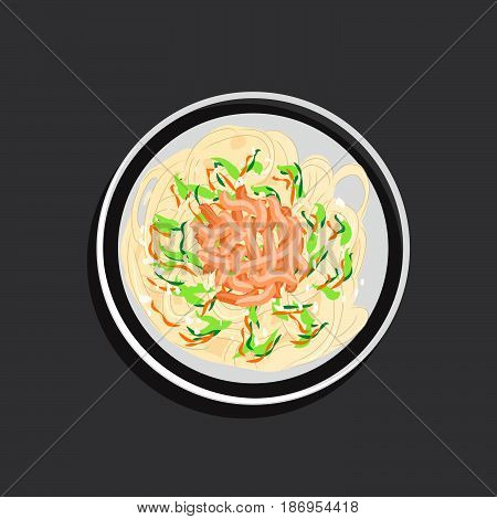 Cartoon vector illustration of homemade salad with meat