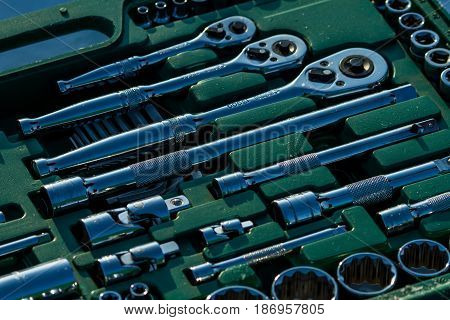 The tools set for the car, close up