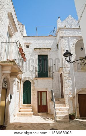 Characteristic alleyway of Locorotondo. Puglia. Southern Italy.
