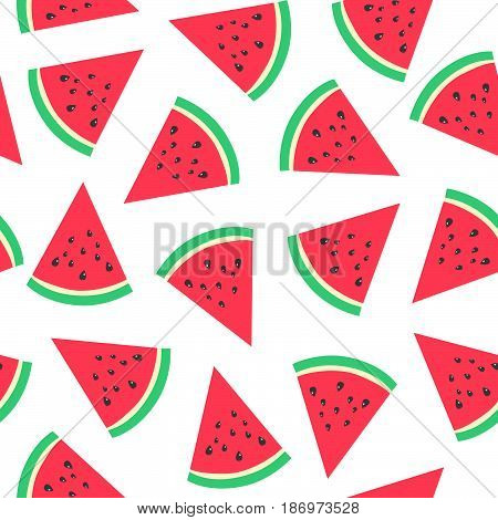 Watermelon samless pattern on white background.
Vector Illustration