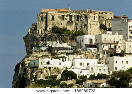 Peschici promontory with castle and white houses