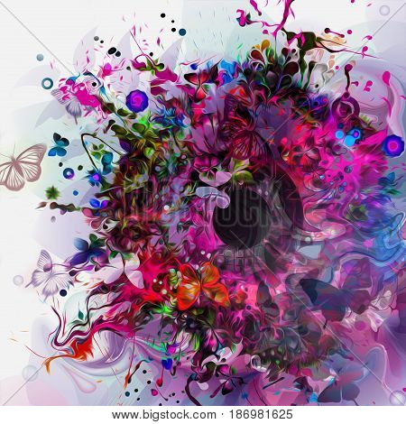 Magic eye colorful dark mistic abstract background