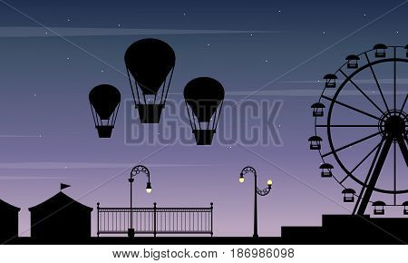 Collection stock amusement park scenery silhouette illustration