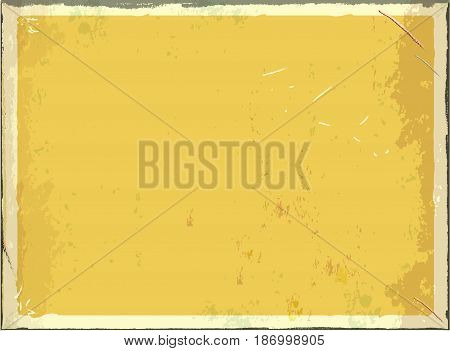 Vintage blank metal sign for text or graphics. Vector retro empty background. Yellow color