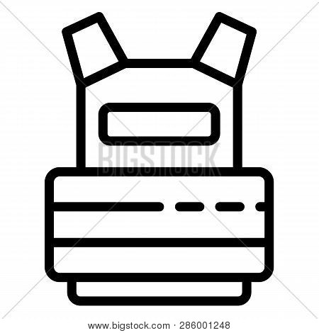Bulletproof Vest Icon. Outline Bulletproof Vest Vector Icon For Web Design Isolated On White Backgro