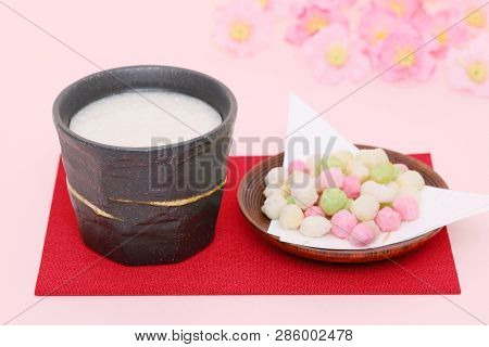Drink Of Japanese Sweet Alcohol Drink Made From Sake Lees (amazake)