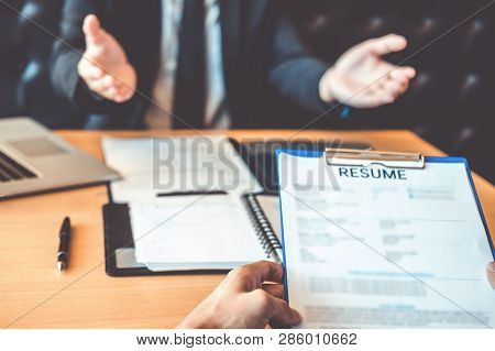 Successful Interview Business Senior Manager During A Job Interview With Employee Young Man Meeting