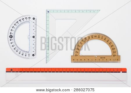 ruler metric set at white background, top view